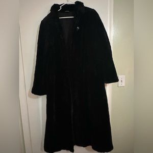 Black fur trench coat